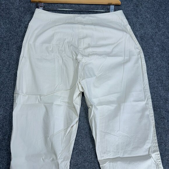J Jill Pants Womens 12 Cream Cotton Stretch Straight Leg Crop Zip Fly Pockets - Picture 7 of 7